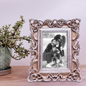 Burnish Silver Vintage 4×6 Inches Tabletop & Wall Mount Photo Frame | Decorative Scroll Design | Wedding & Anniversary Gift