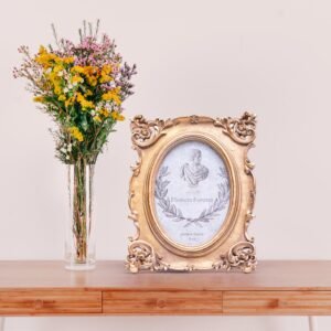 Oval Gold Baroque 4×6 Inches Photo Frame | Tabletop Picture Frame & Wall Mount Frame | Wedding & Anniversary Gift